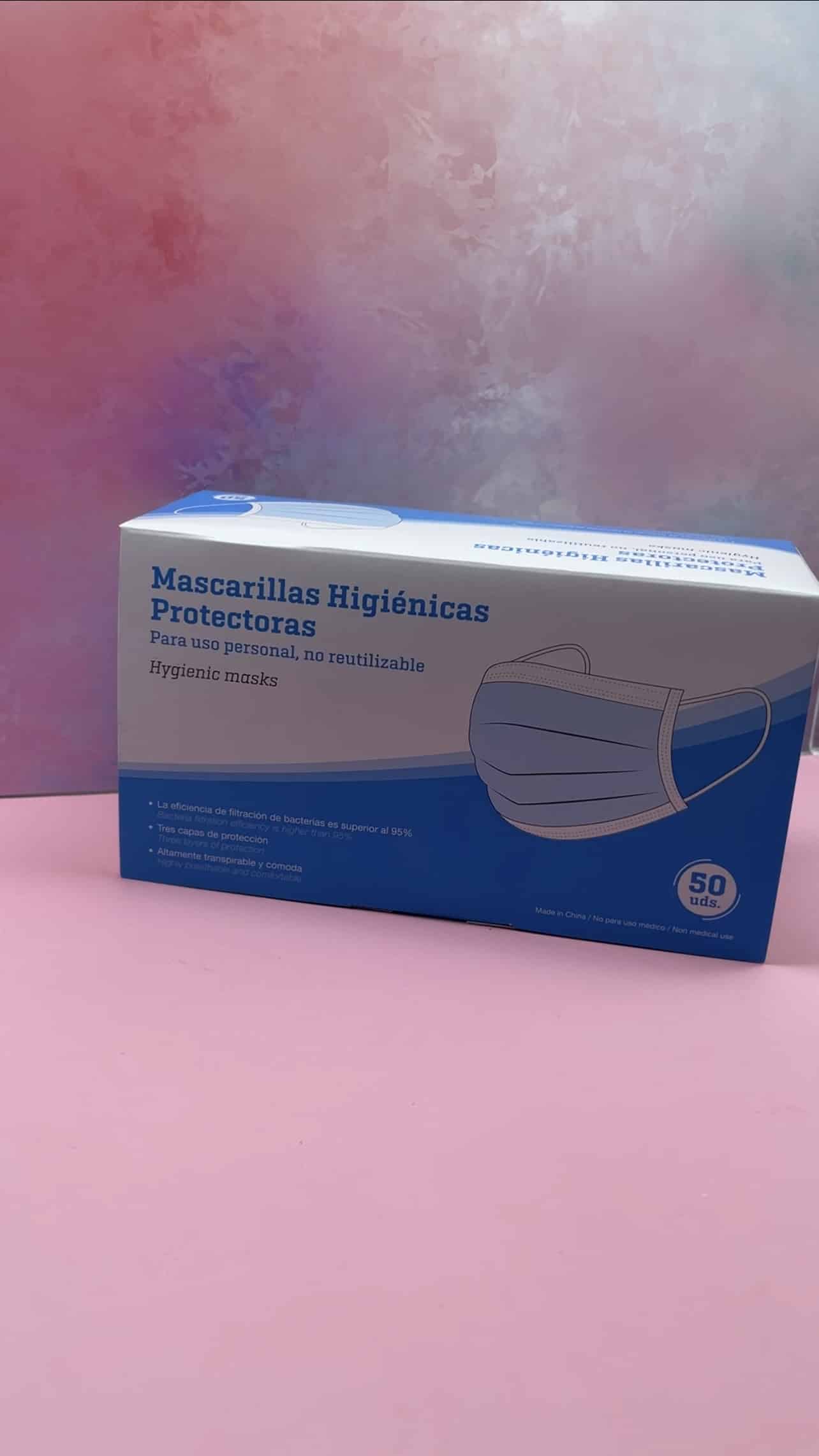 mascarillas higiénicas protectoras desechables de tres capas pack de 50 unidades