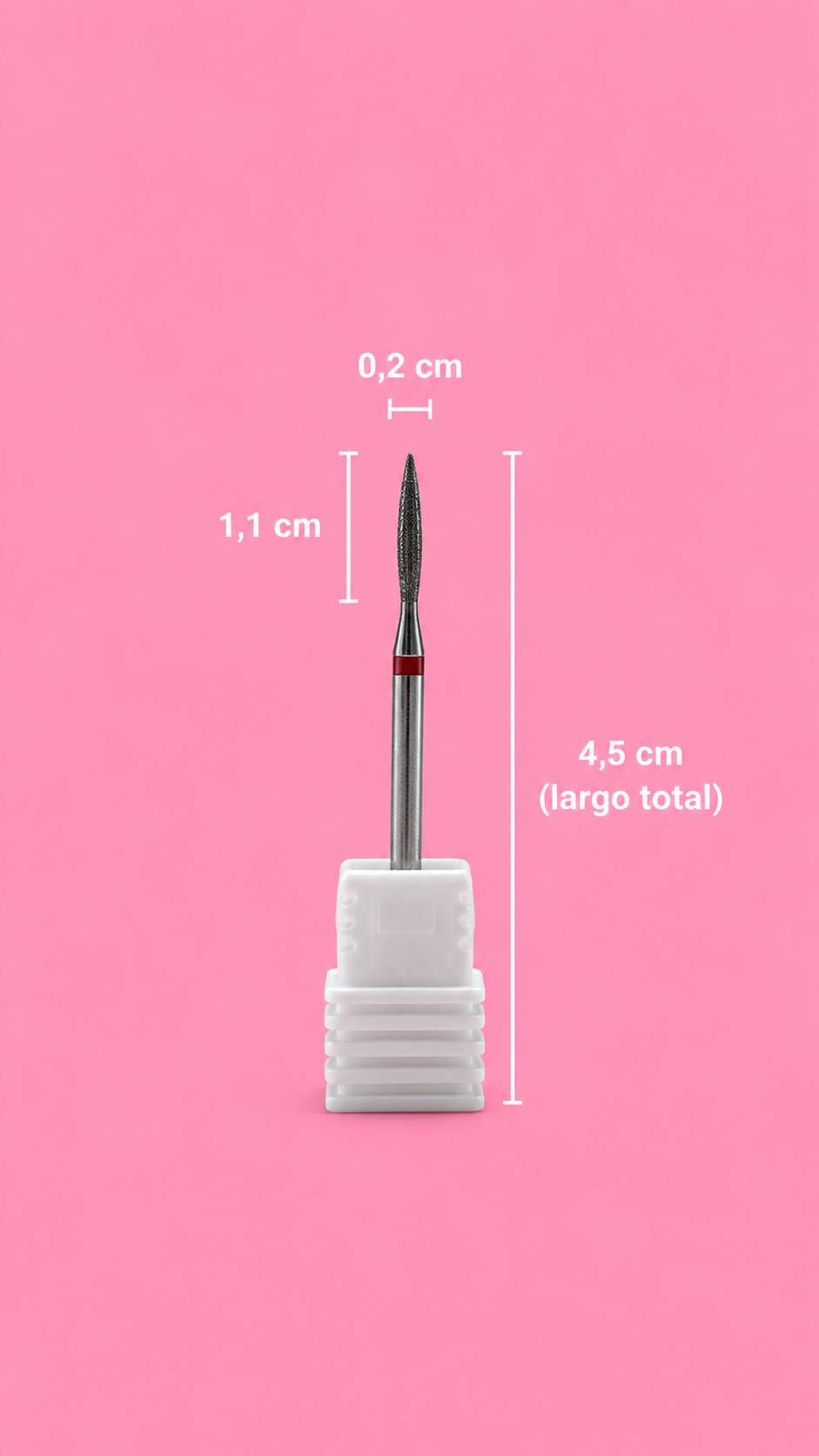 broca llama para cutícula grano rojo Broca de diamante para trabajos de precisión en uñas